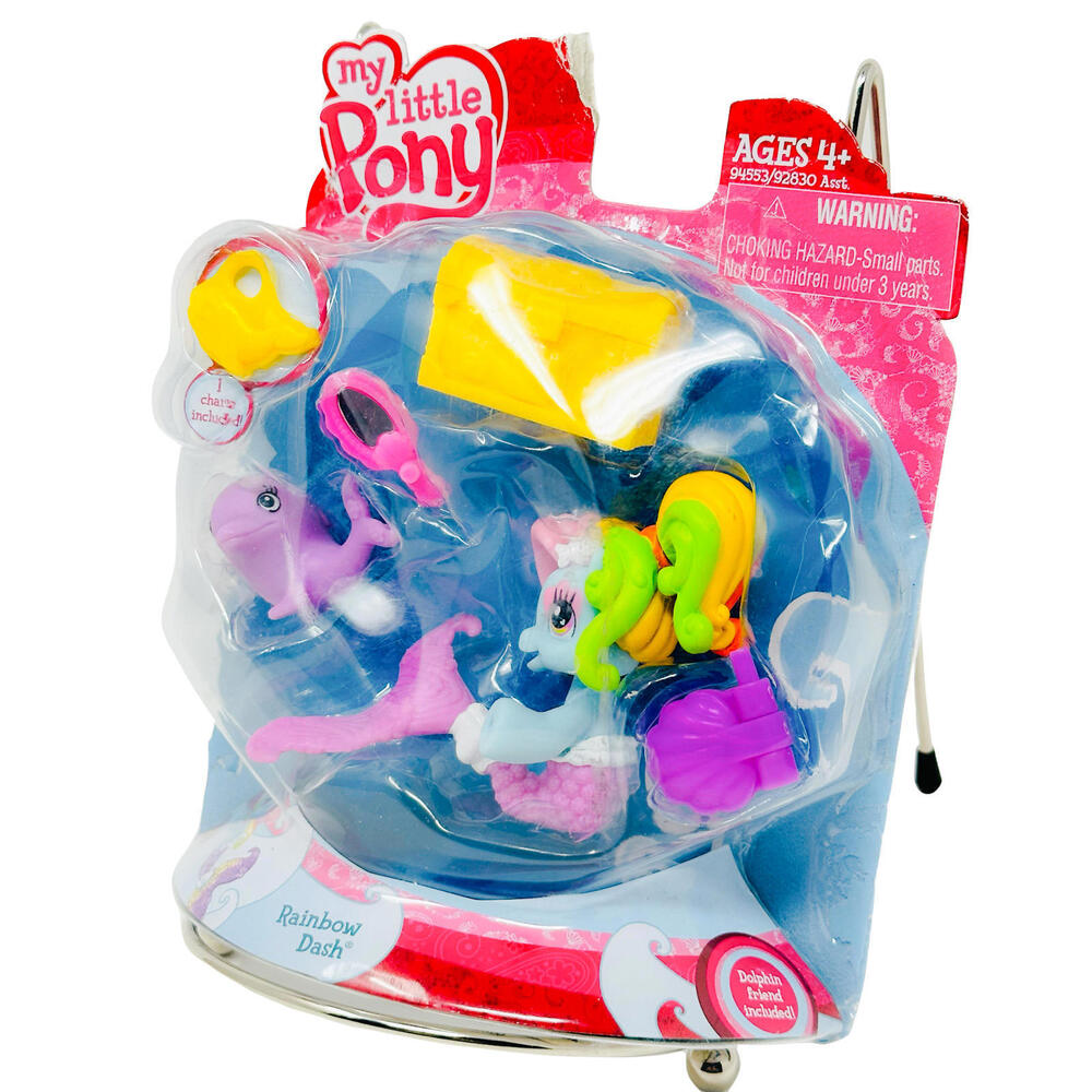 My Little Pony ville 2009 G3.5 Rainbow Dash Mermaid Dolphin Horse Figure Hasbro
